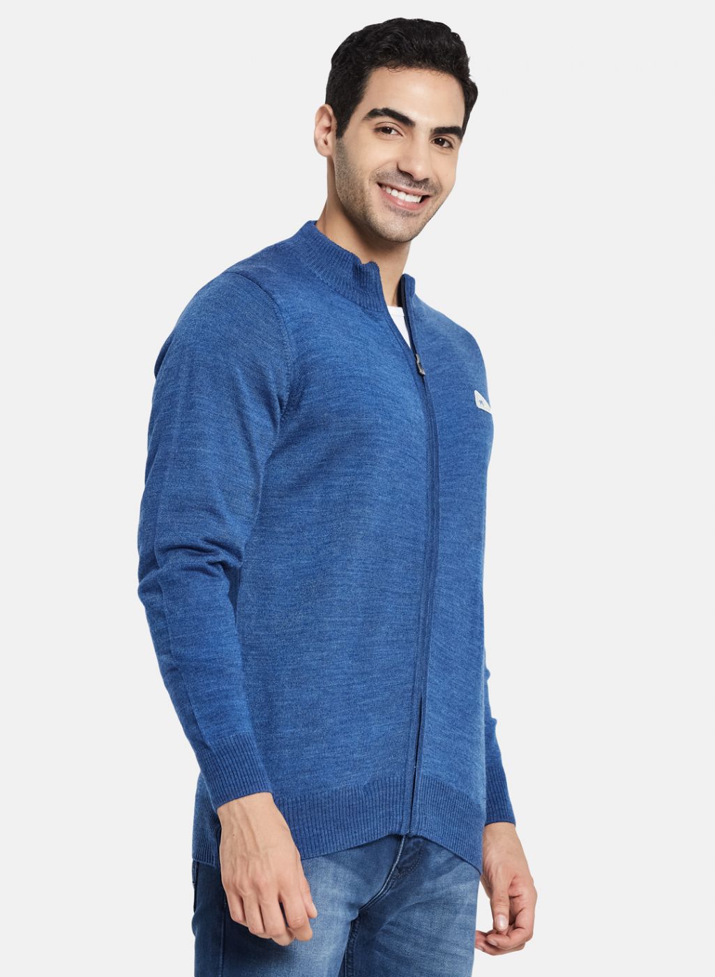 Men Blue Solid Pullover