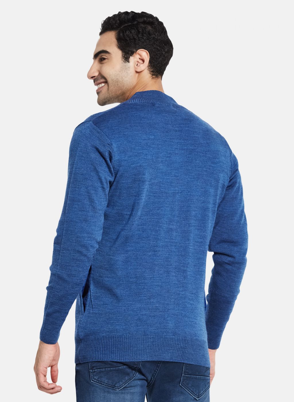 Men Blue Solid Pullover