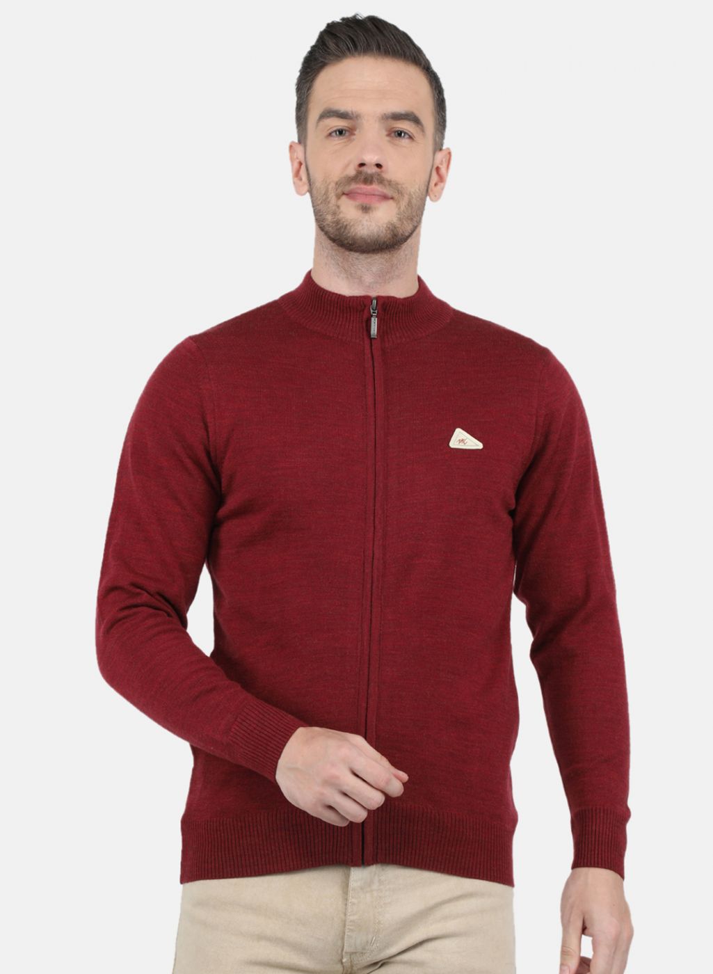Men Maroon Solid Pullover