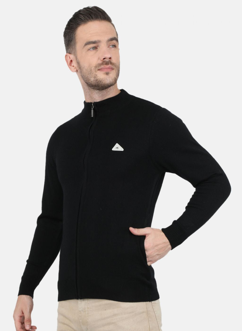 Men Black Solid Pullover
