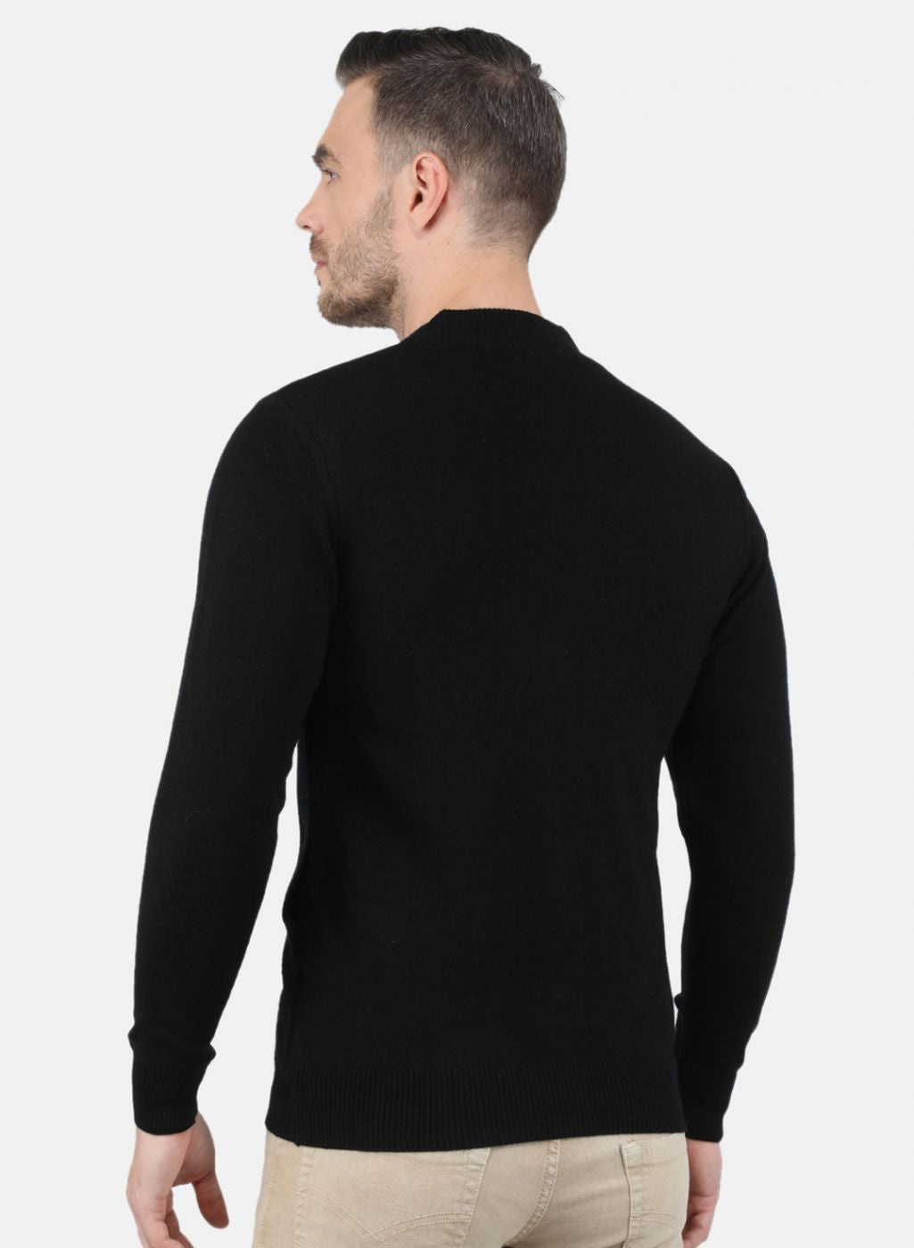 Men Black Solid Pullover