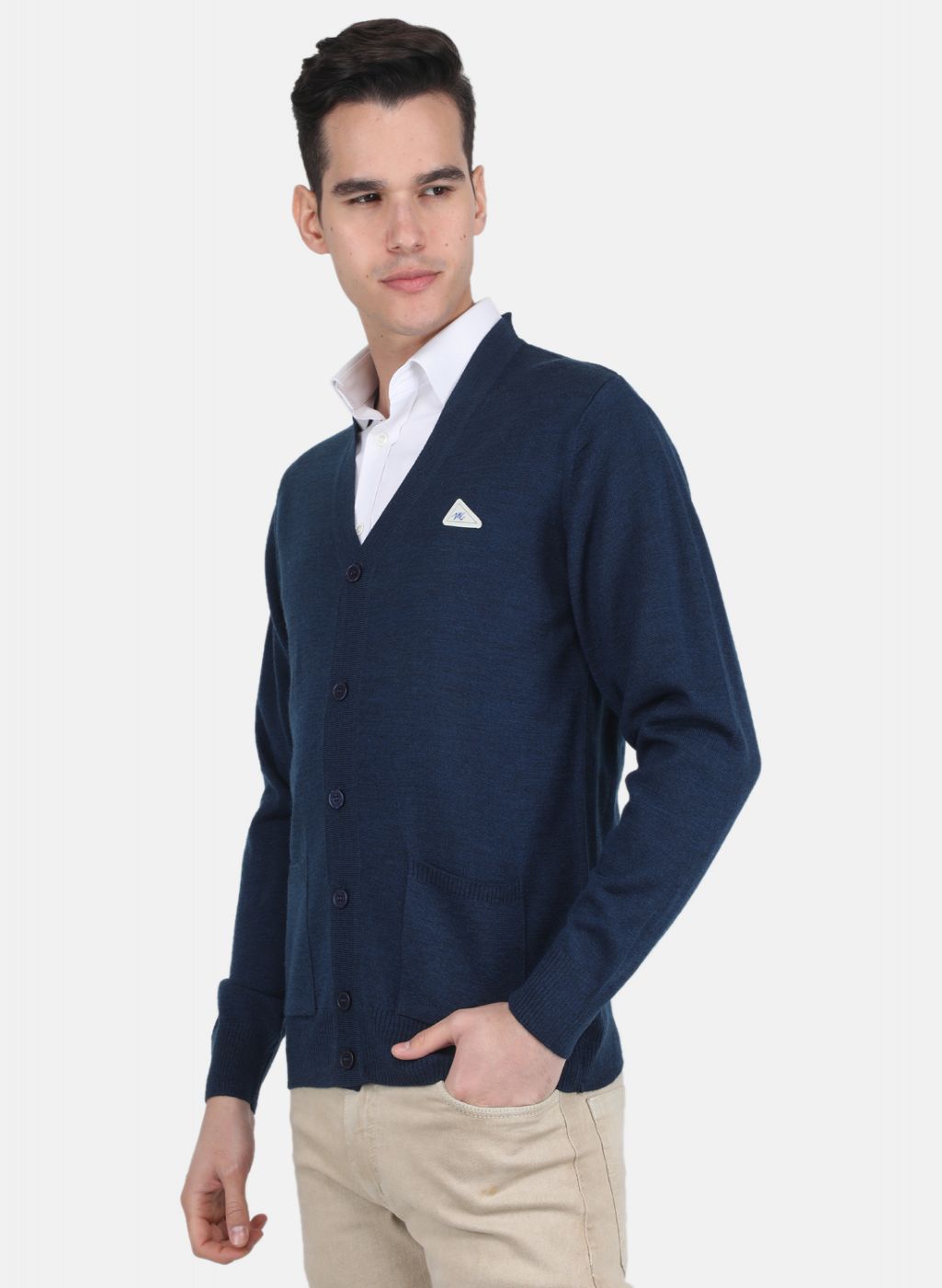 Men NAvy Blue Solid Cardigan