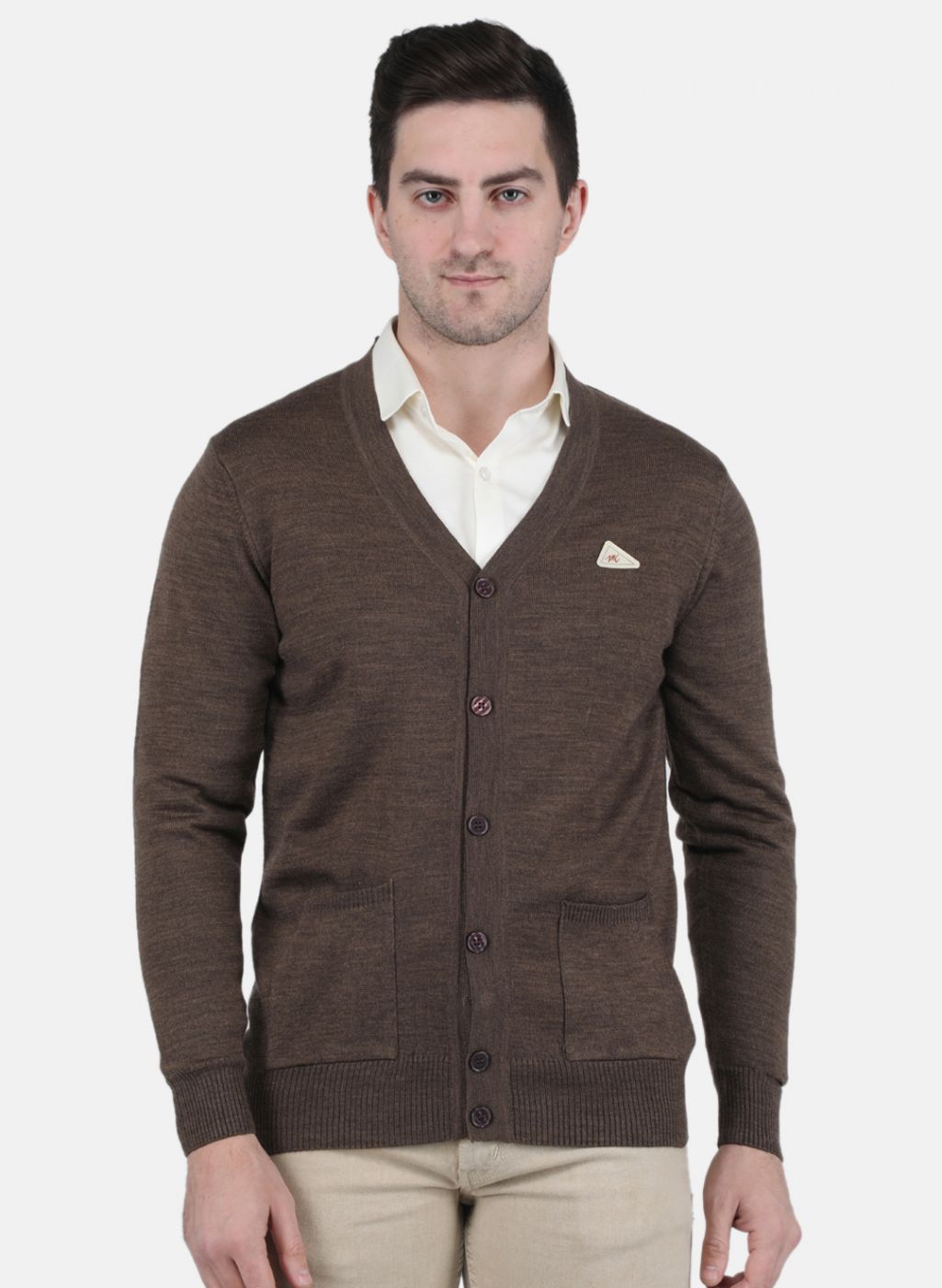 Men Brown Solid Cardigan