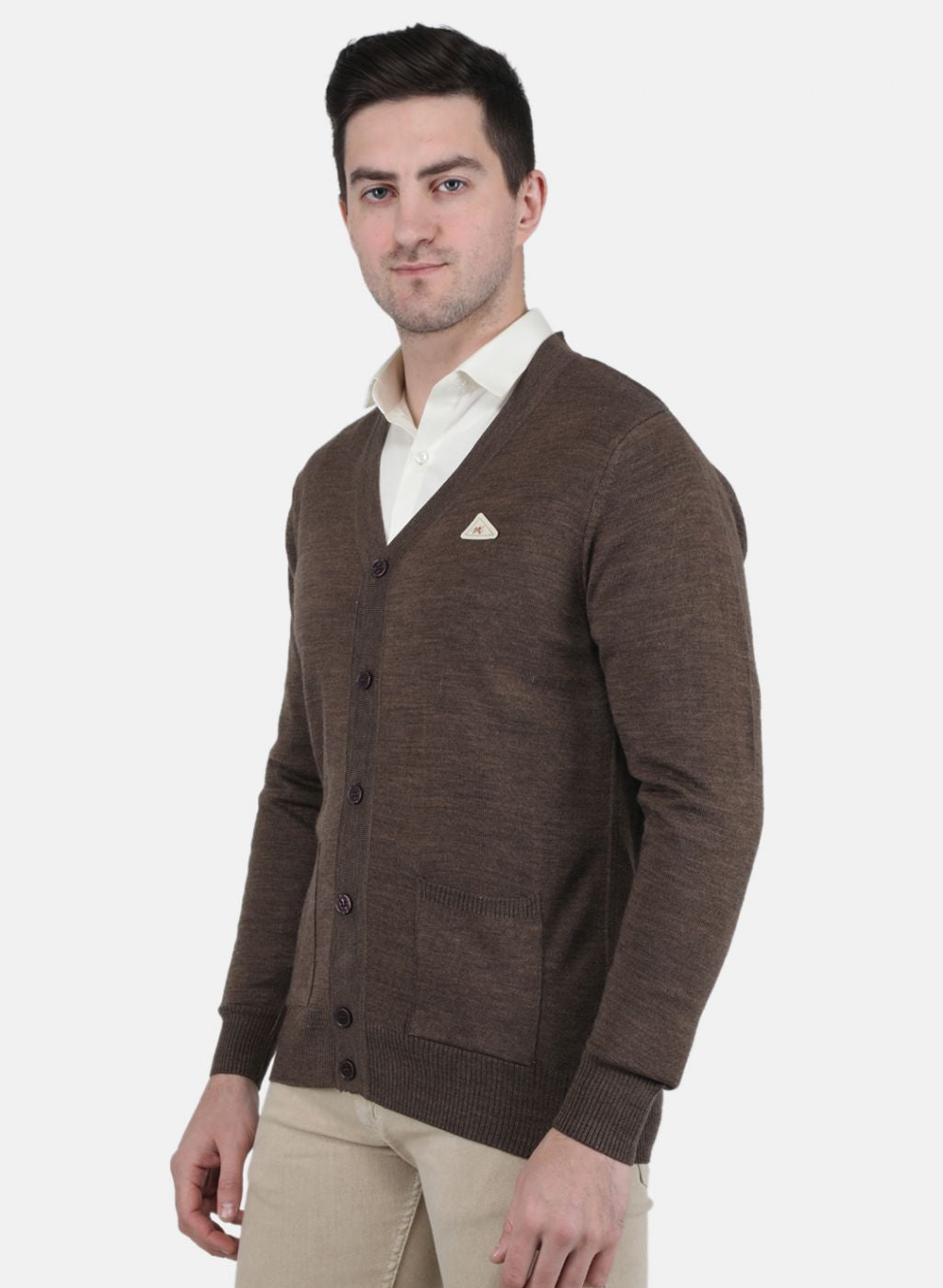 Men Brown Solid Cardigan