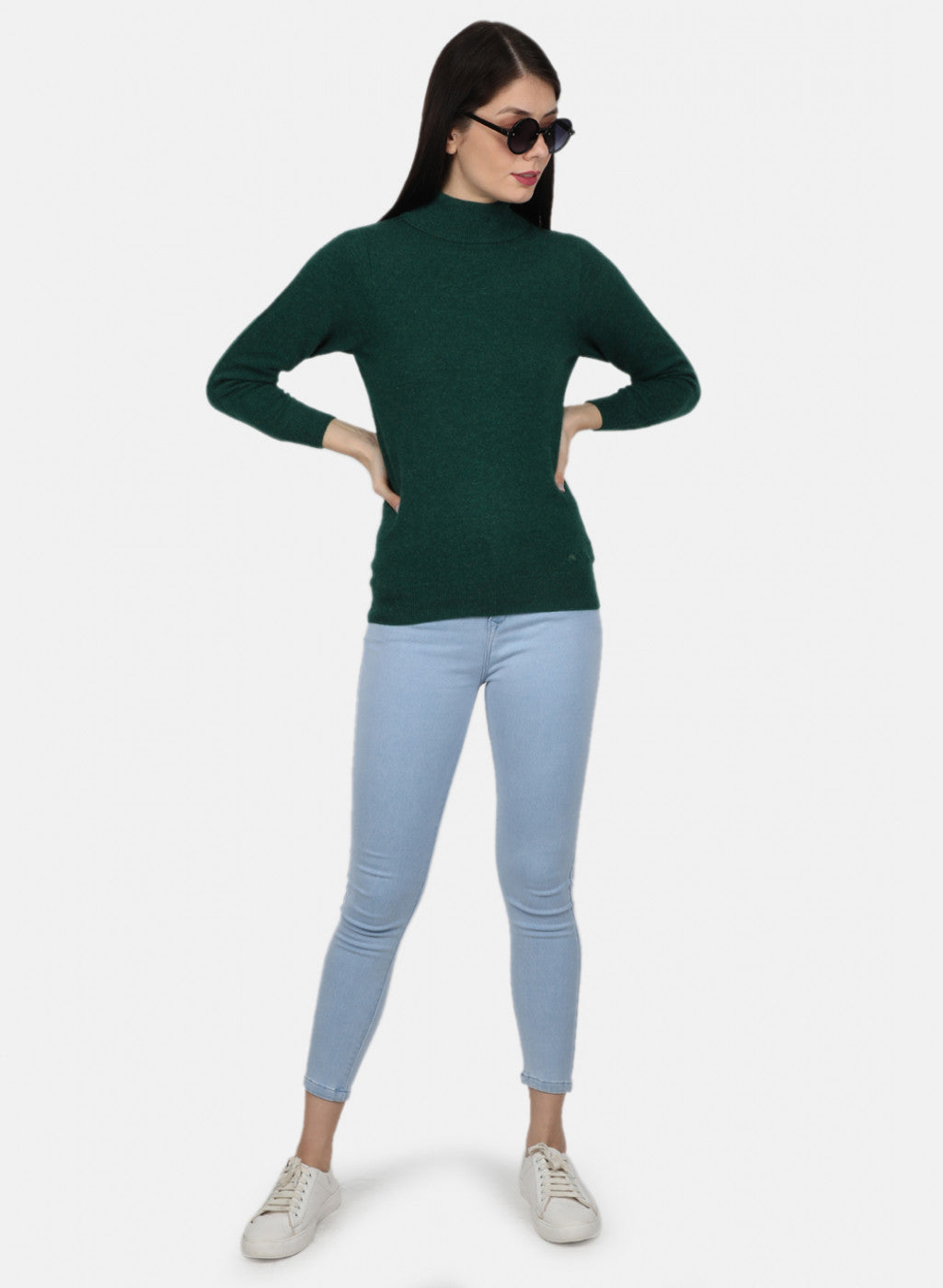 Women Green Solid Top