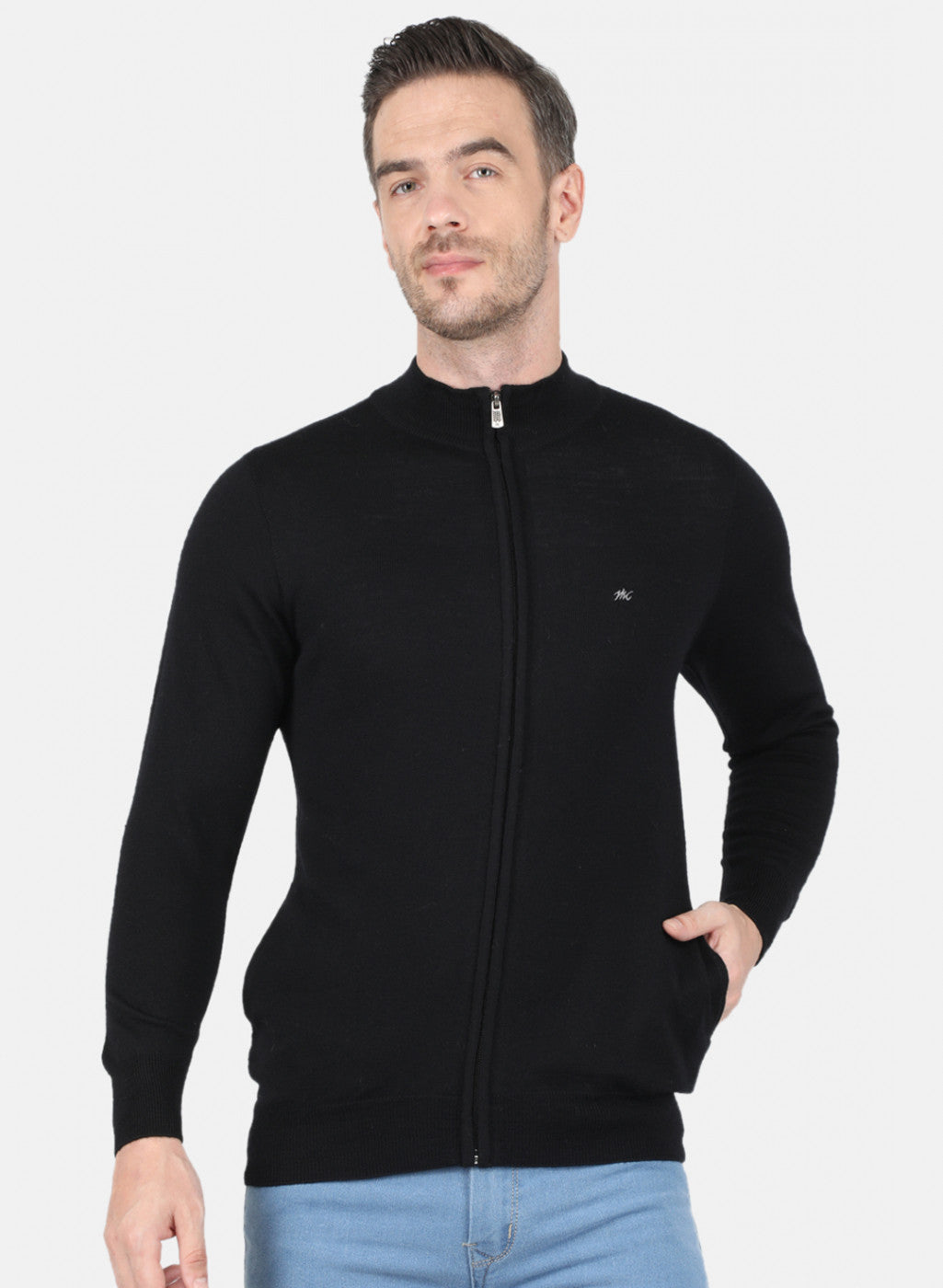 Men Black Solid Pullover