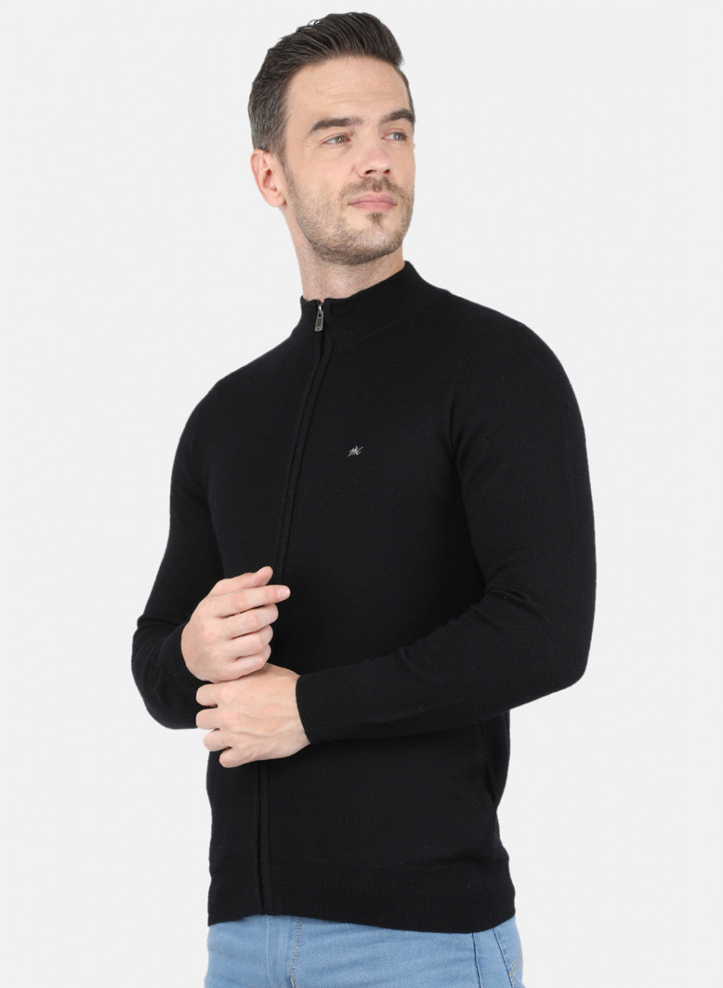Men Black Solid Pullover