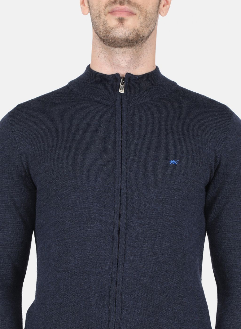 Men NAvy Blue Solid Pullover