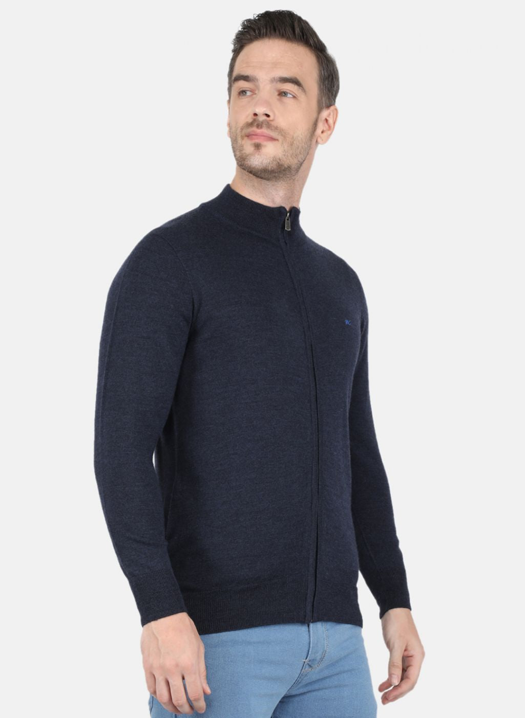 Men NAvy Blue Solid Pullover