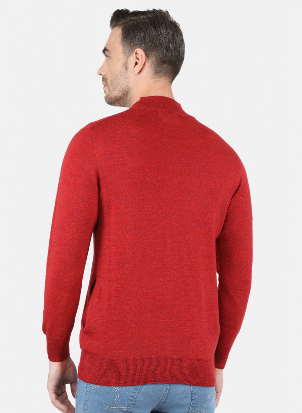 Men Red Solid Pullover