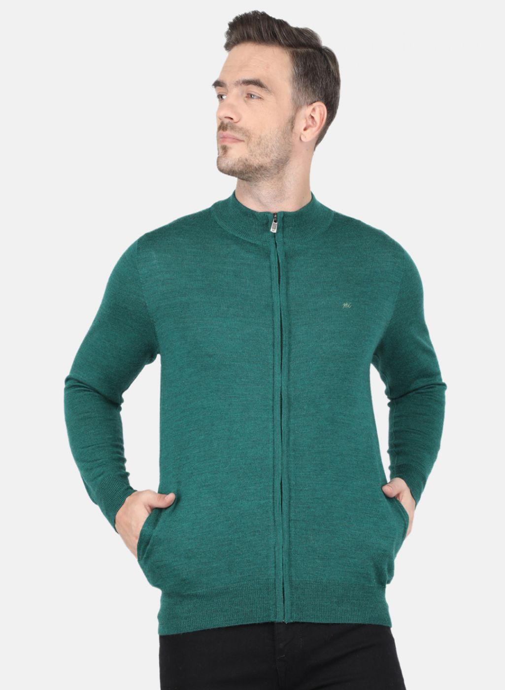 Men Green Solid Pullover
