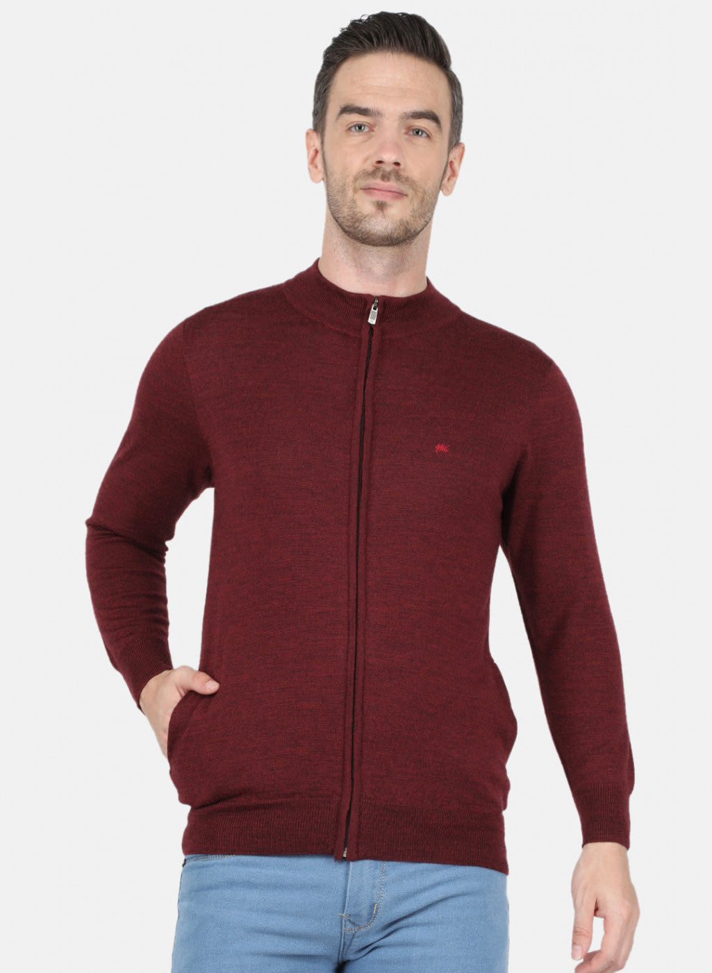 Men Maroon Solid Pullover