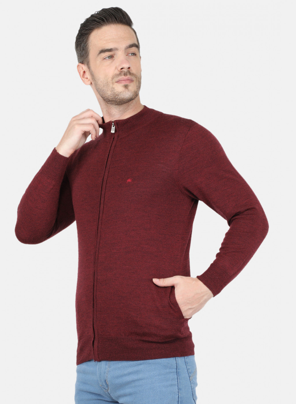 Men Maroon Solid Pullover