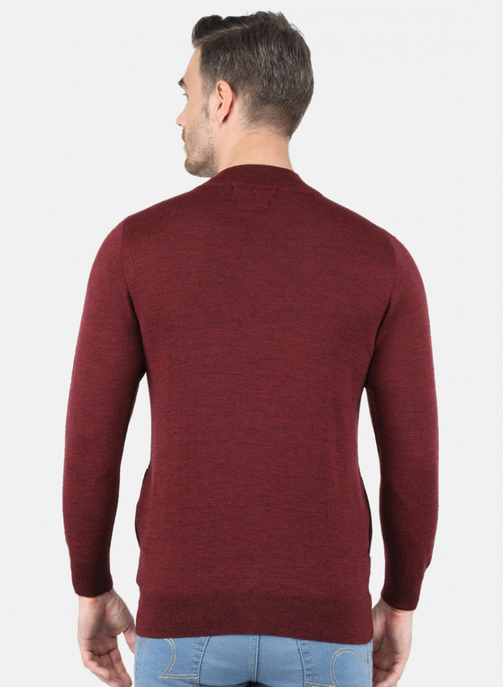 Men Maroon Solid Pullover