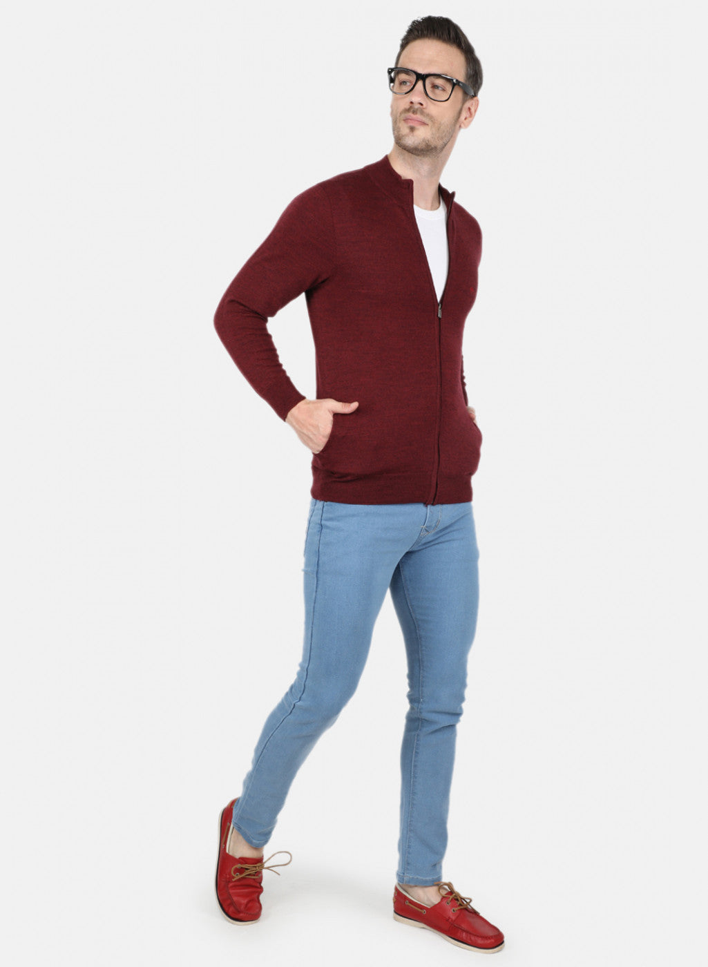 Men Maroon Solid Pullover