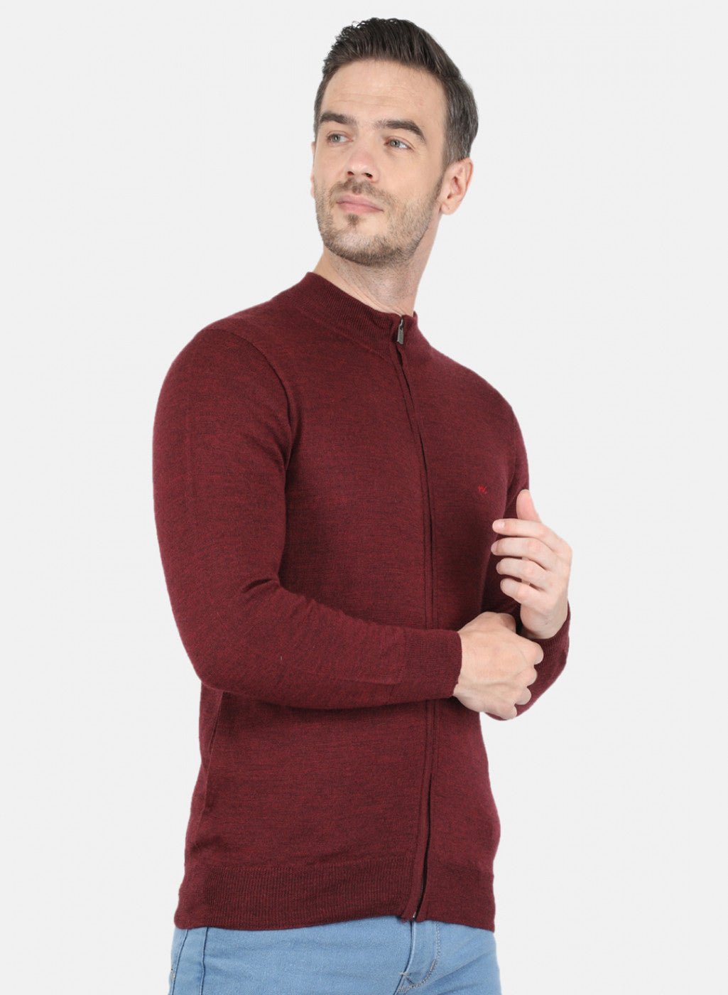 Men Maroon Solid Pullover