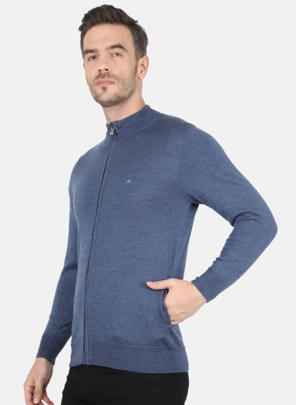 Men Blue Solid Pullover