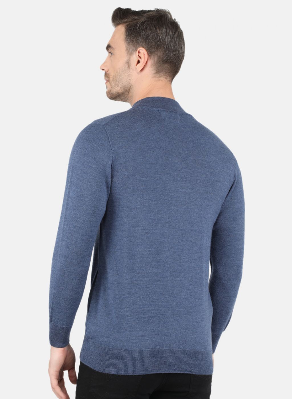 Men Blue Solid Pullover
