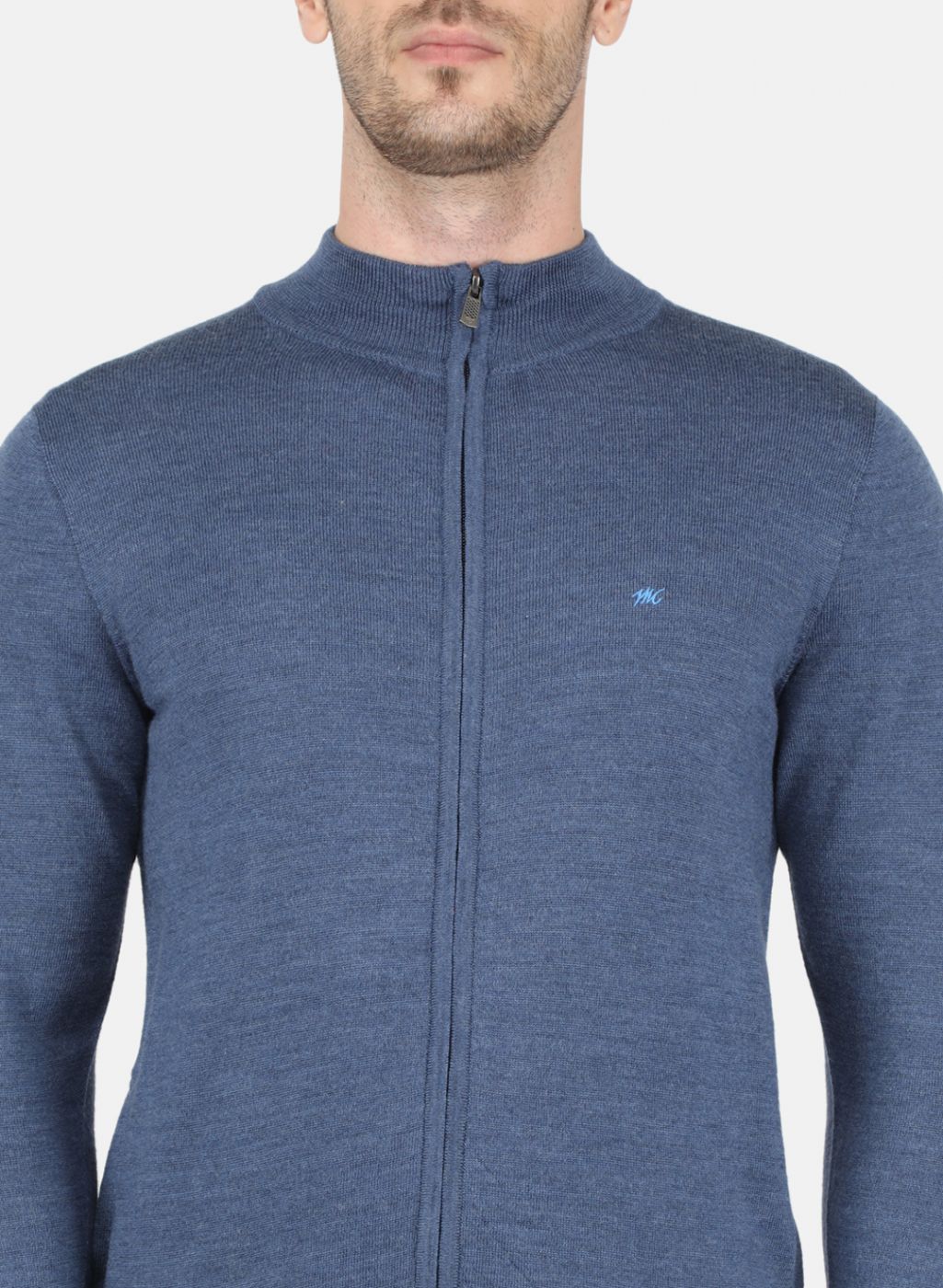 Men Blue Solid Pullover