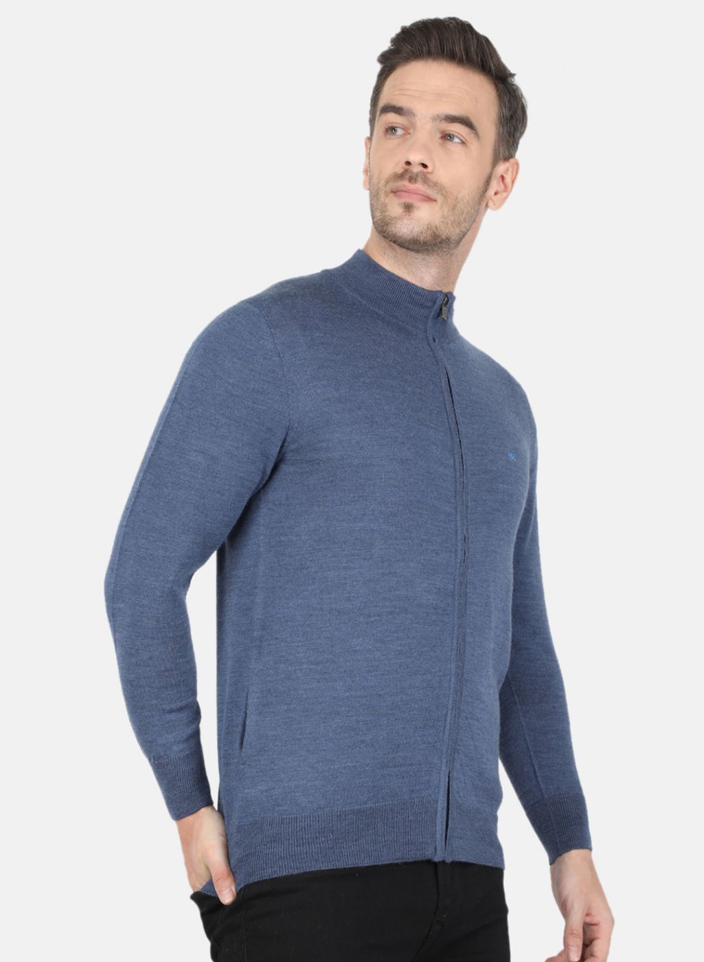 Men Blue Solid Pullover
