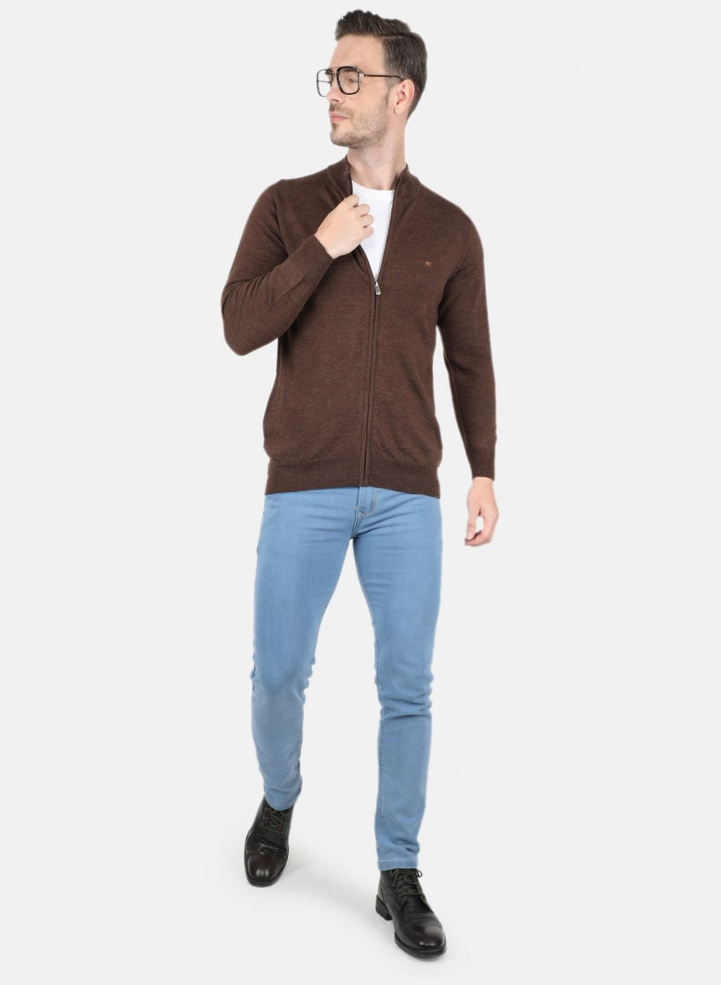 Men Brown Solid Pullover