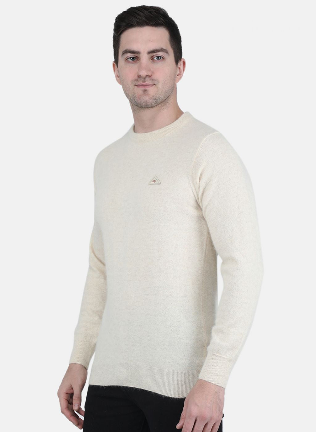 Men Cream Solid Pullover