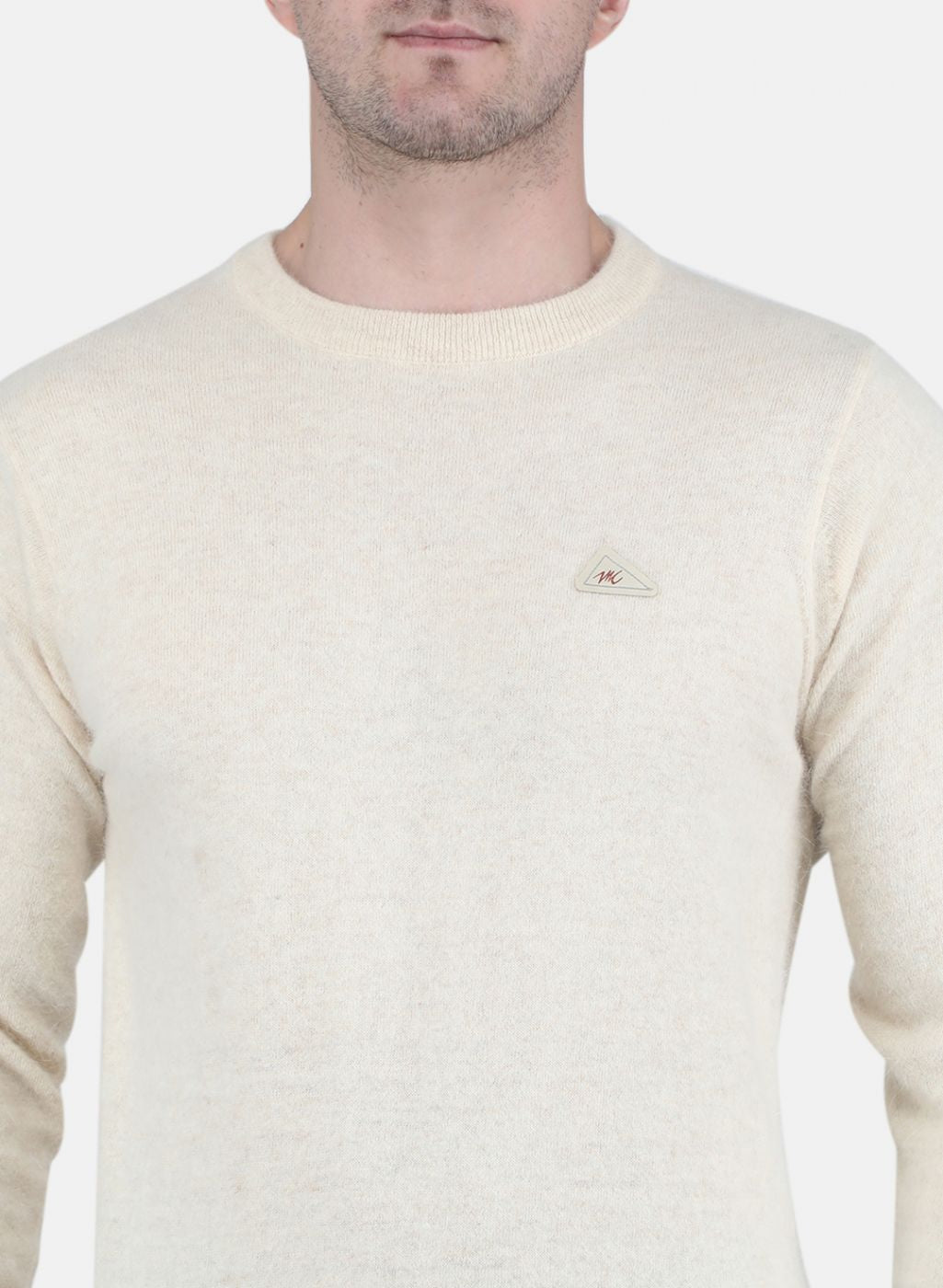 Men Cream Solid Pullover