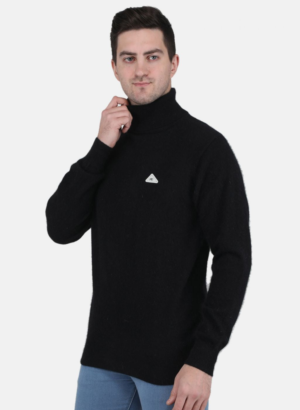 Men Black Solid Pullover