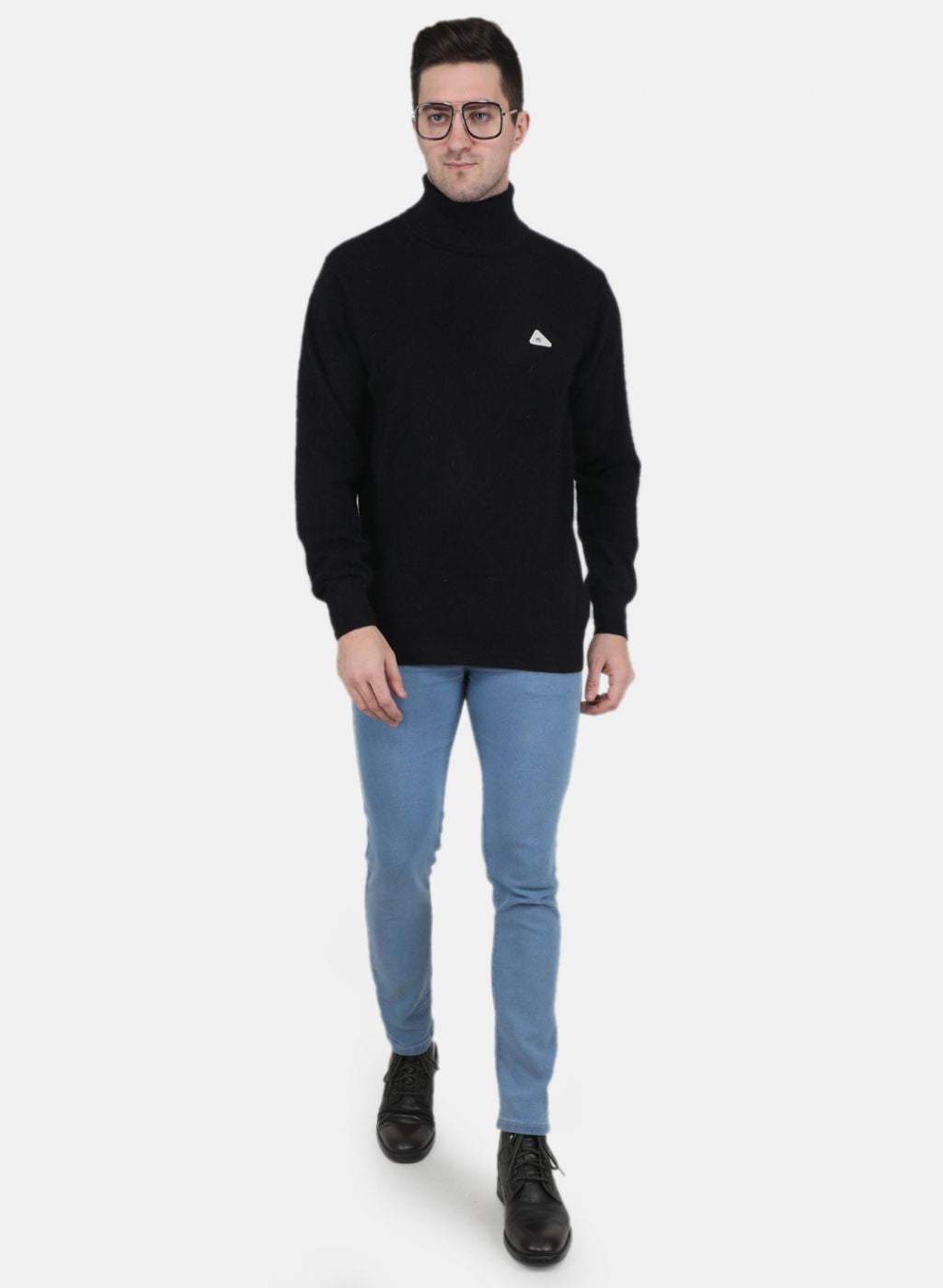 Men Black Solid Pullover