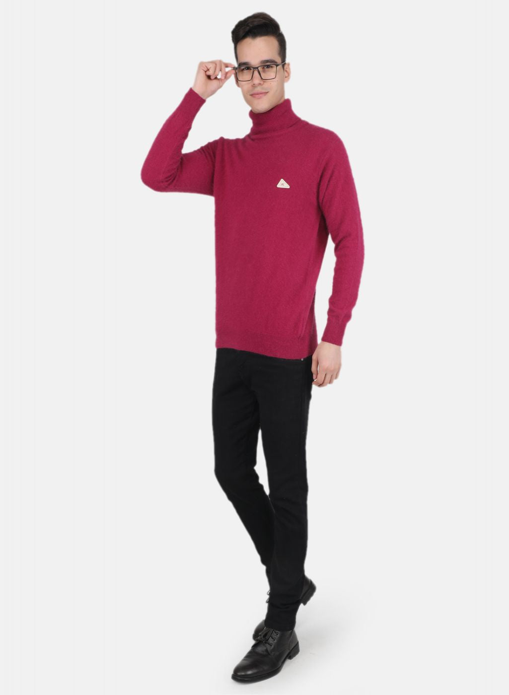 Men Dark Pink Solid Pullover