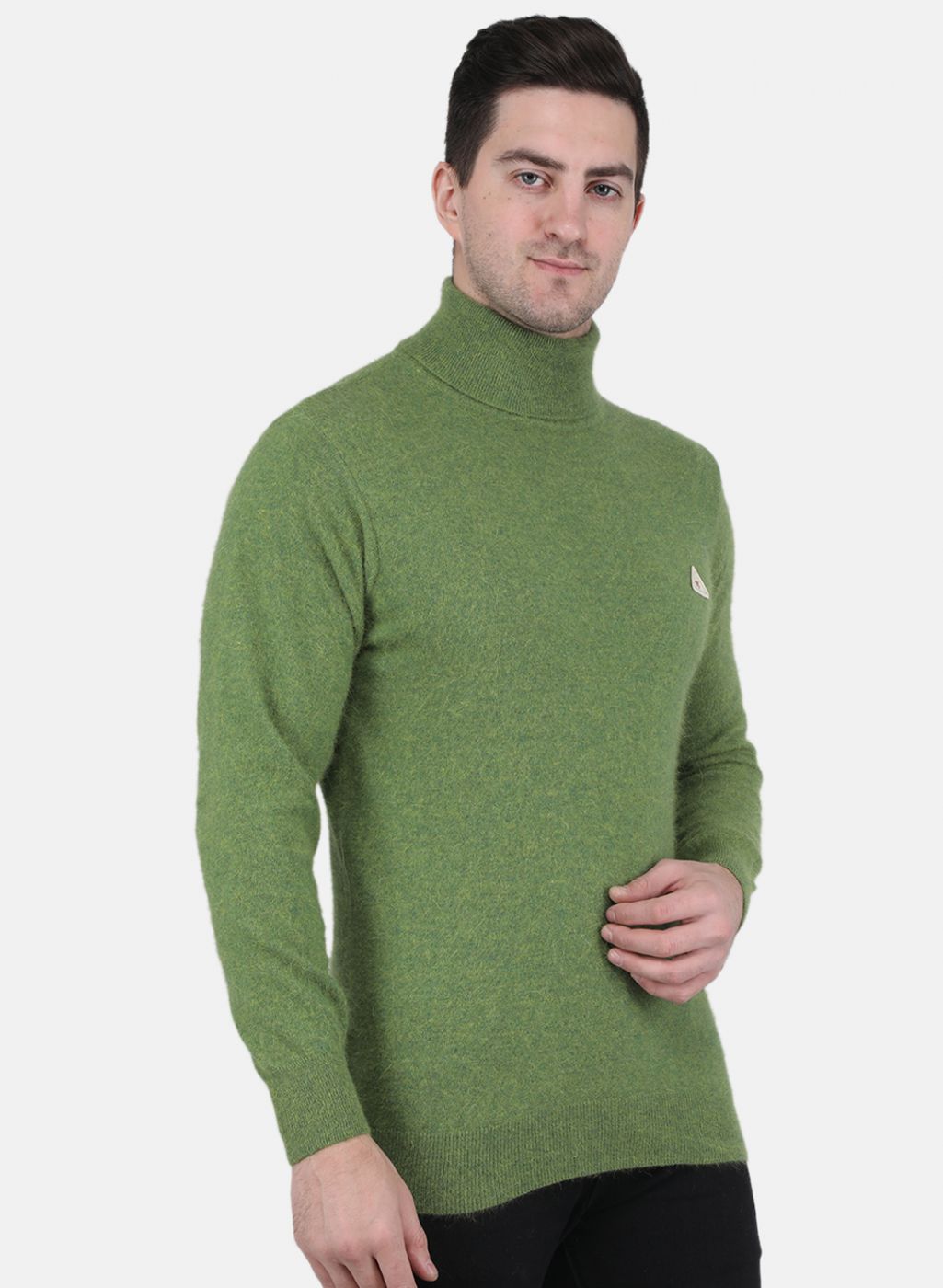 Men Olive Solid Pullover