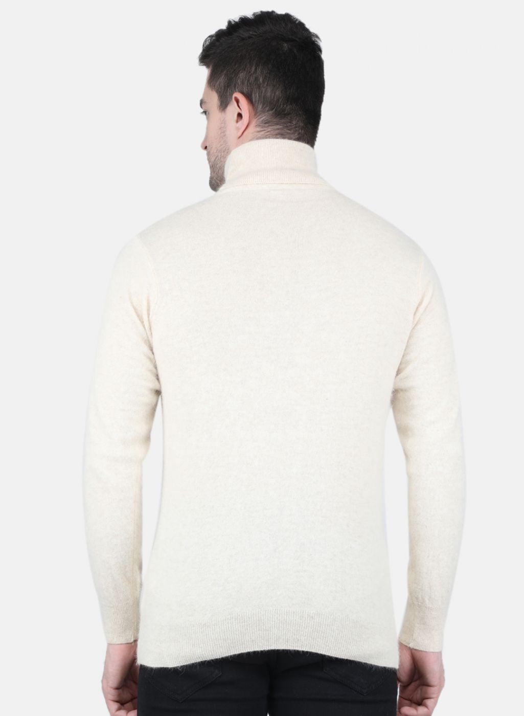 Men Cream Solid Pullover