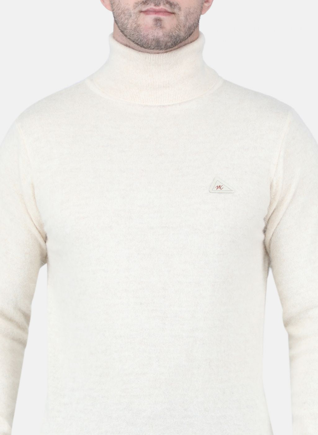 Men Cream Solid Pullover