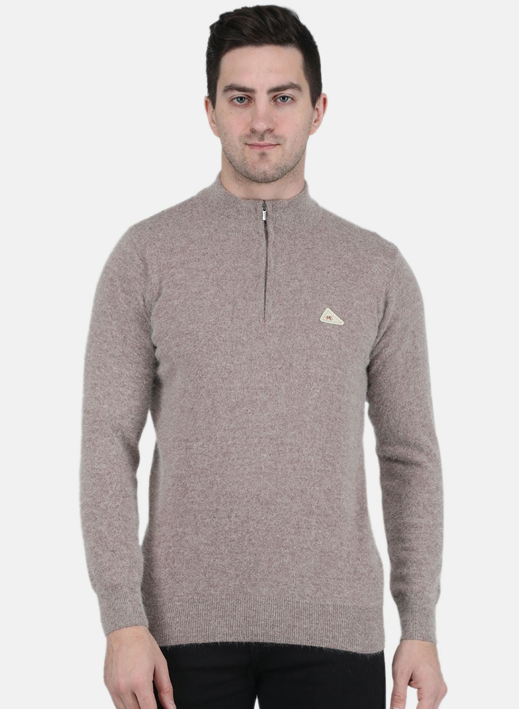 Men Beige Solid Pullover