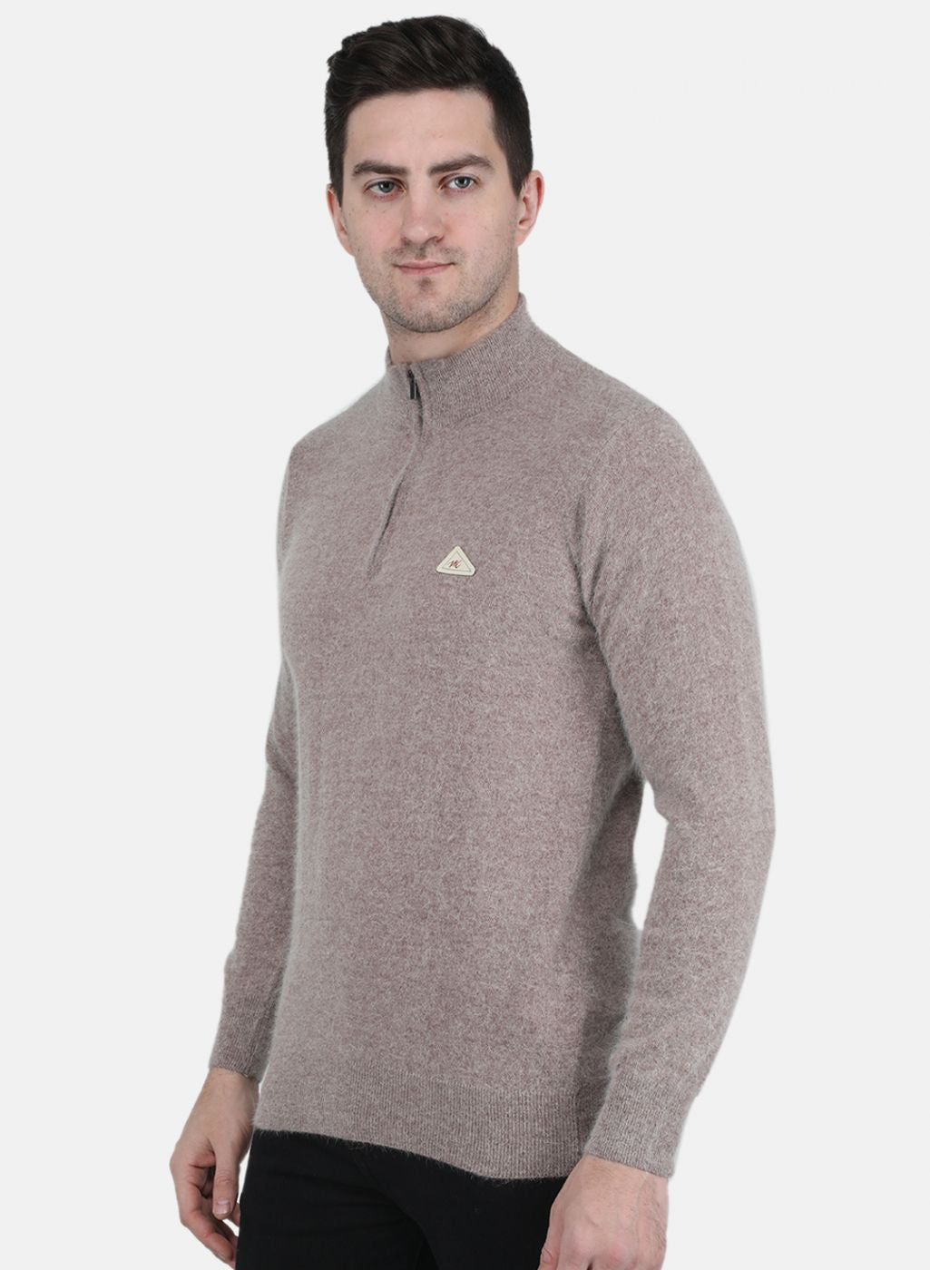 Men Beige Solid Pullover