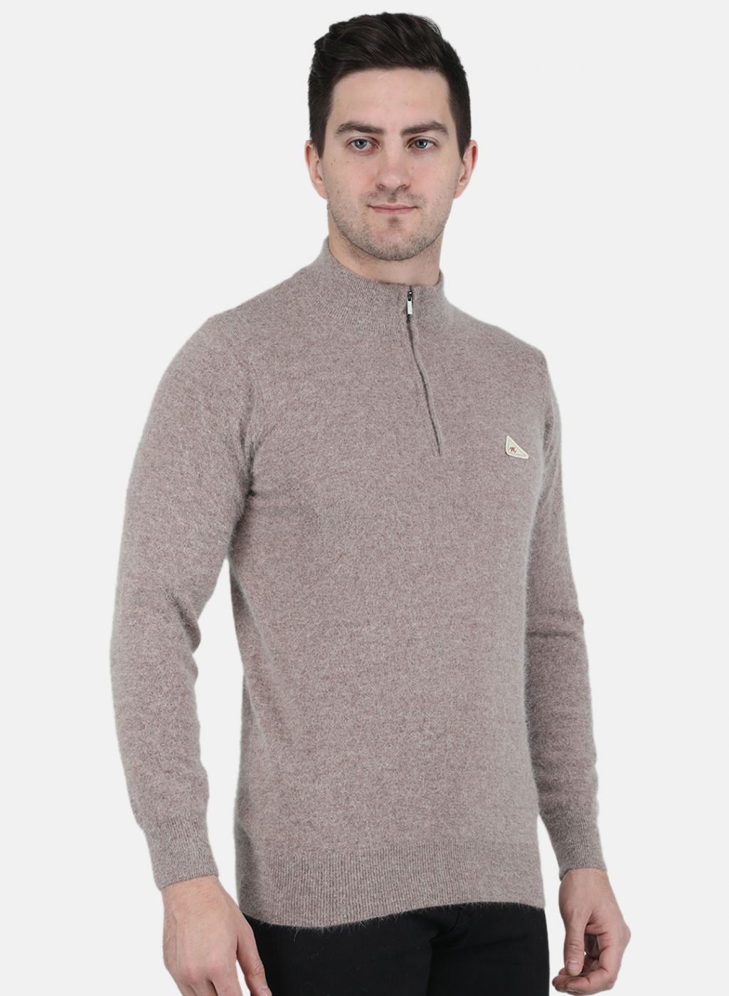 Men Beige Solid Pullover
