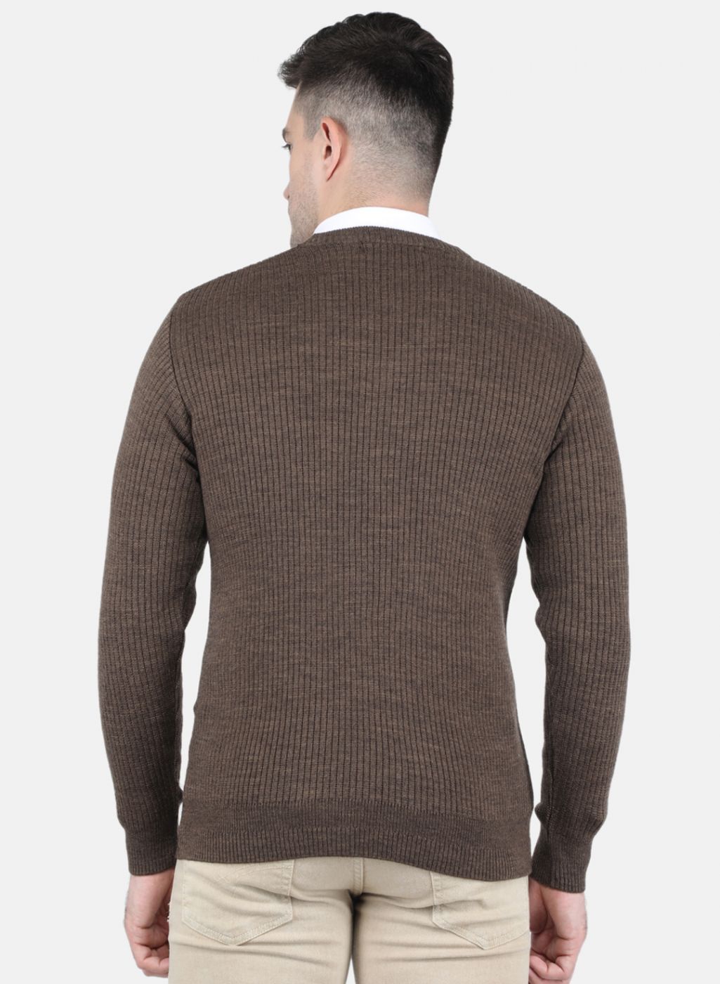 Men Brown Solid Pullover