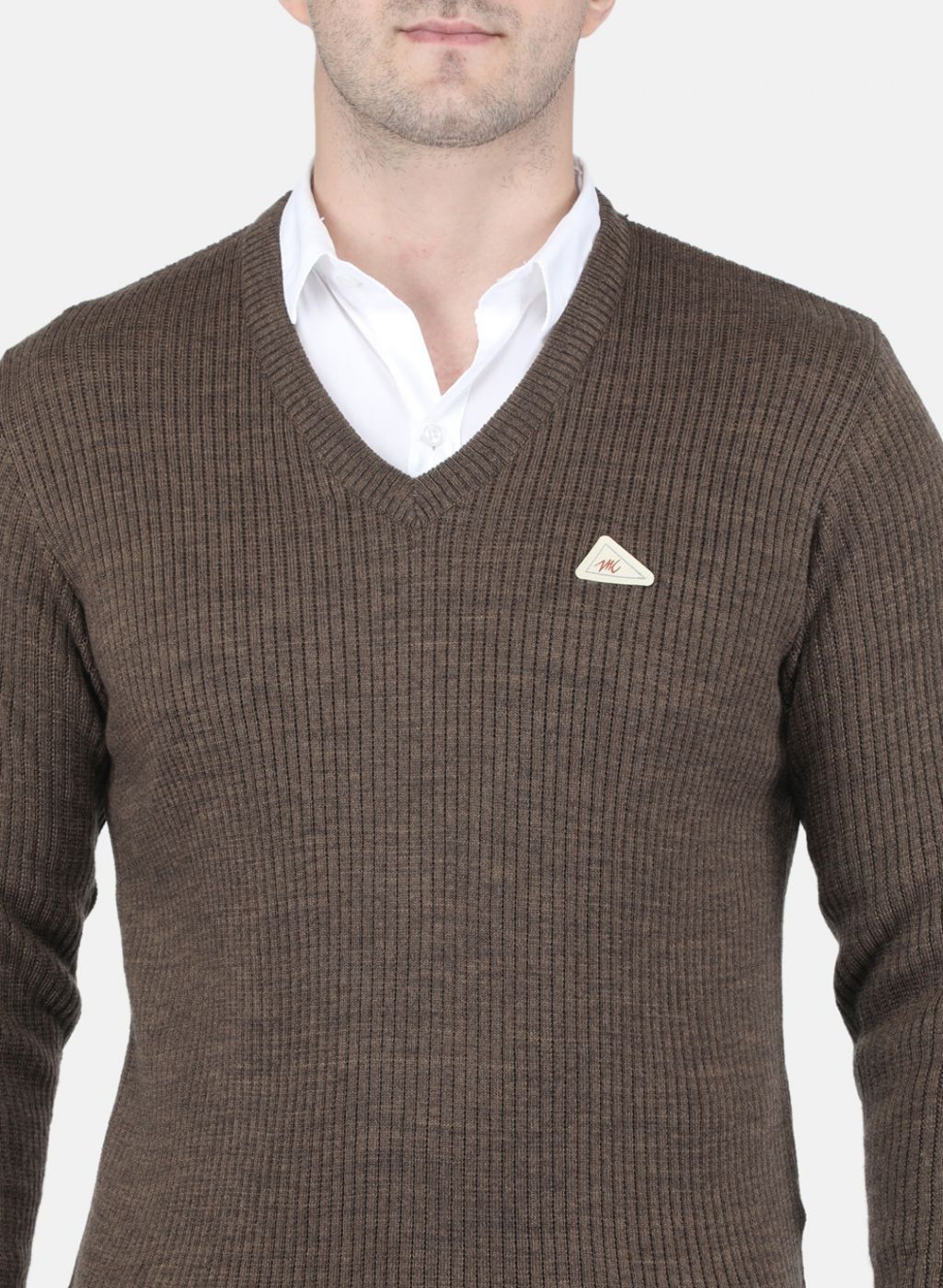 Men Brown Solid Pullover