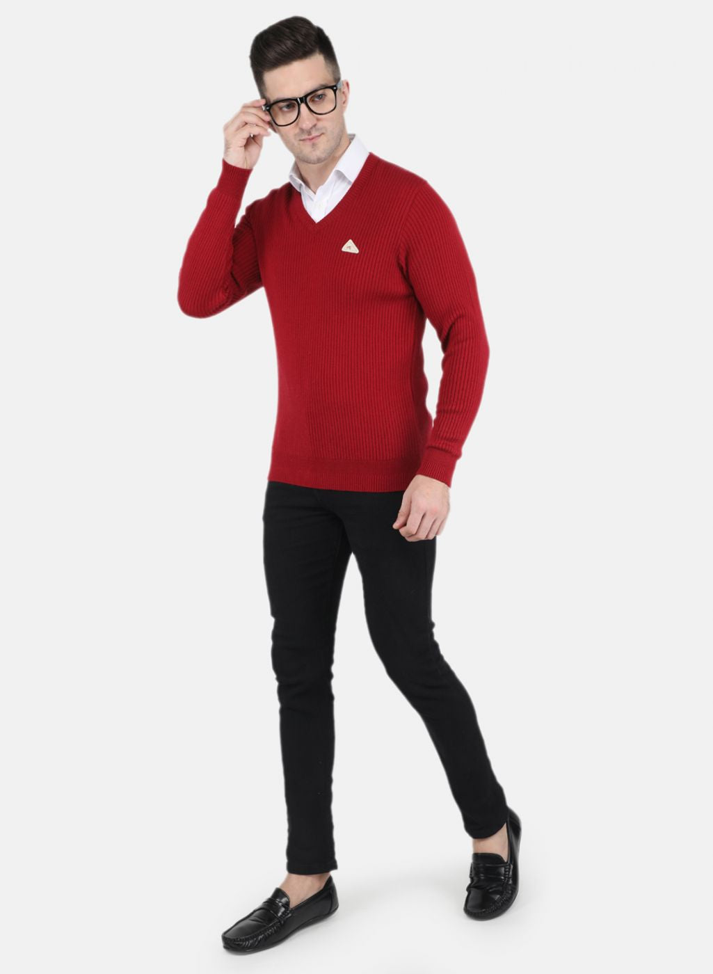 Men Maroon Solid Pullover