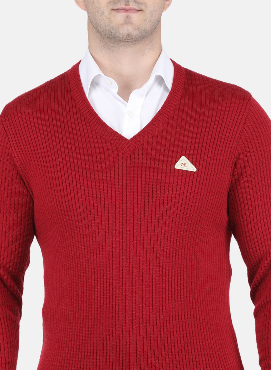 Men Maroon Solid Pullover