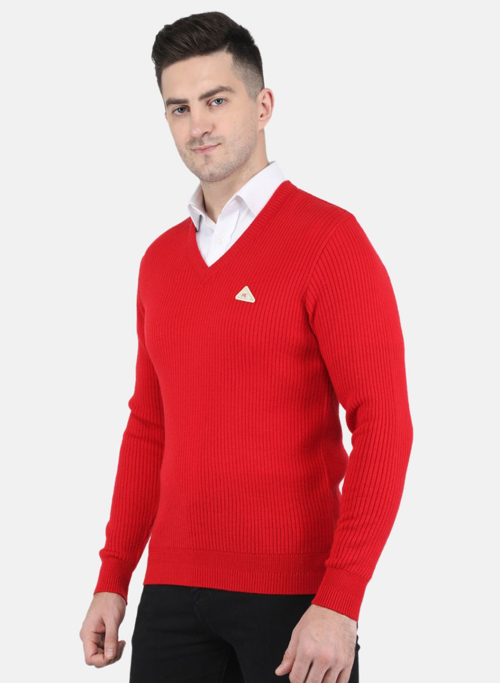Men Red Solid Pullover