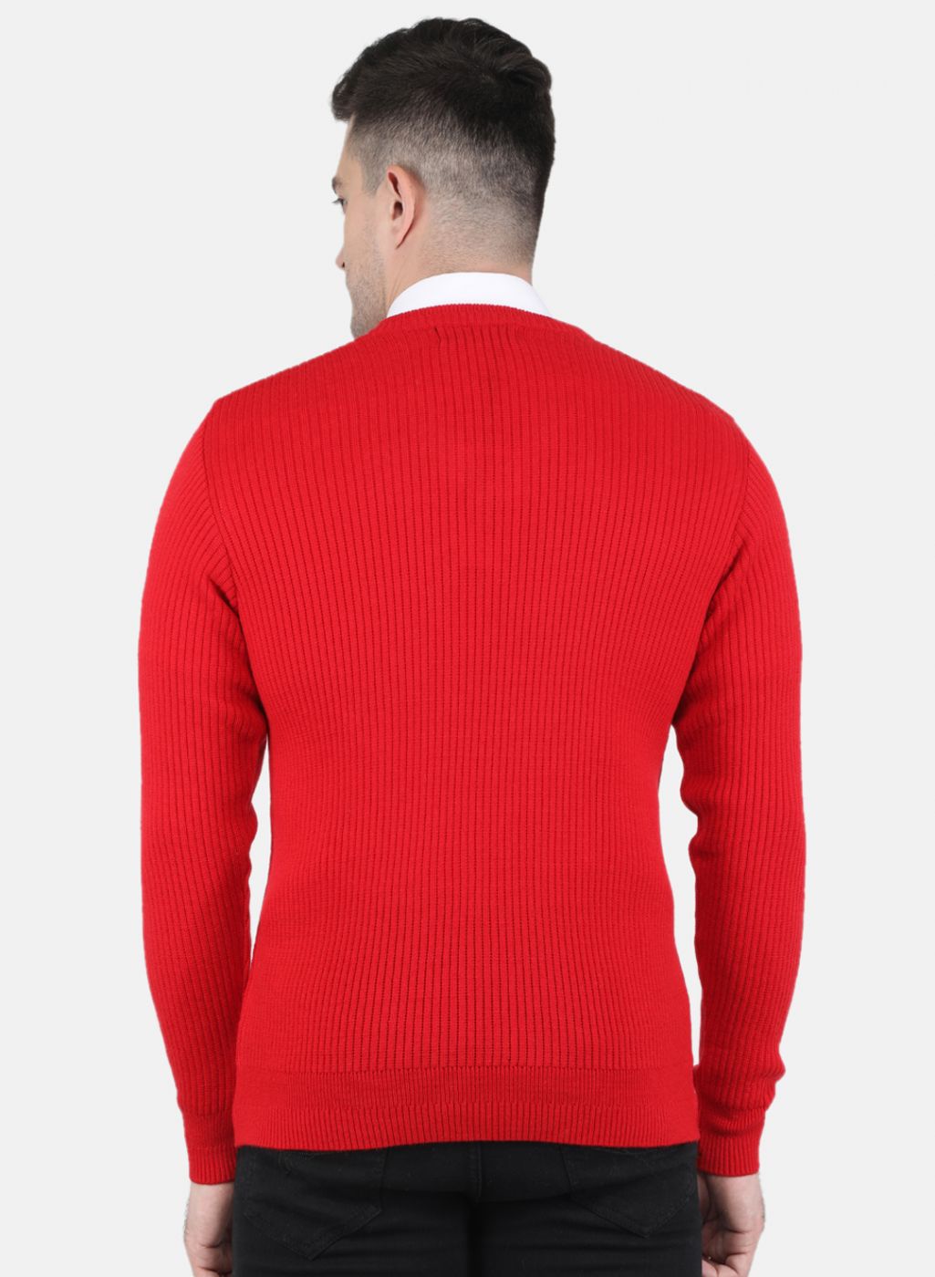 Men Red Solid Pullover