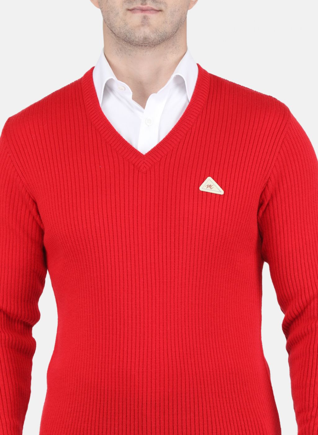Men Red Solid Pullover
