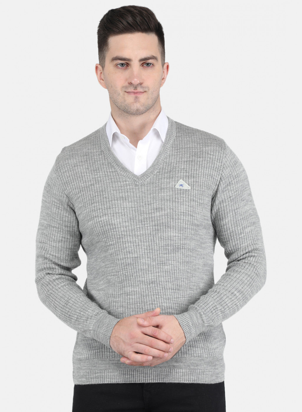 Men Grey Solid Pullover