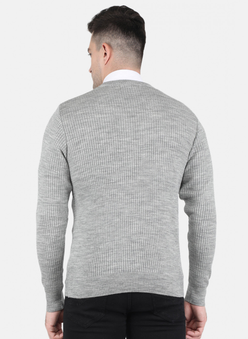 Men Grey Solid Pullover