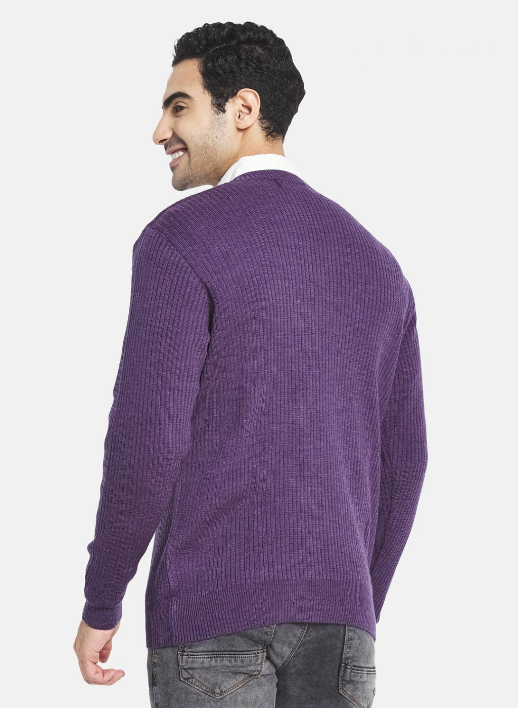 Men Purple Solid Pullover