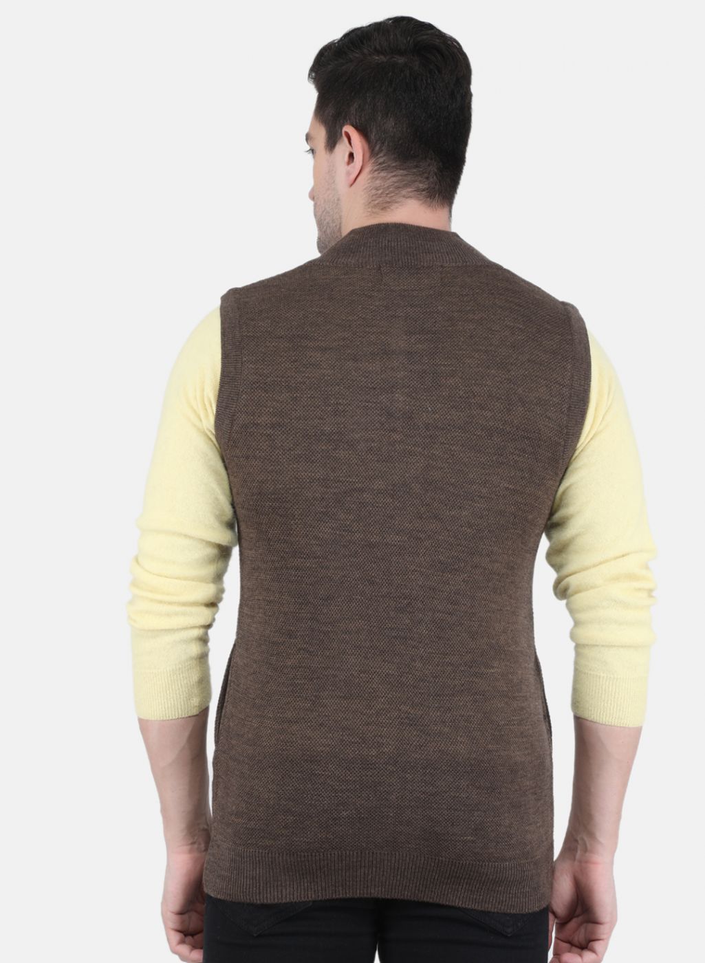 Men Brown Self design Sweater