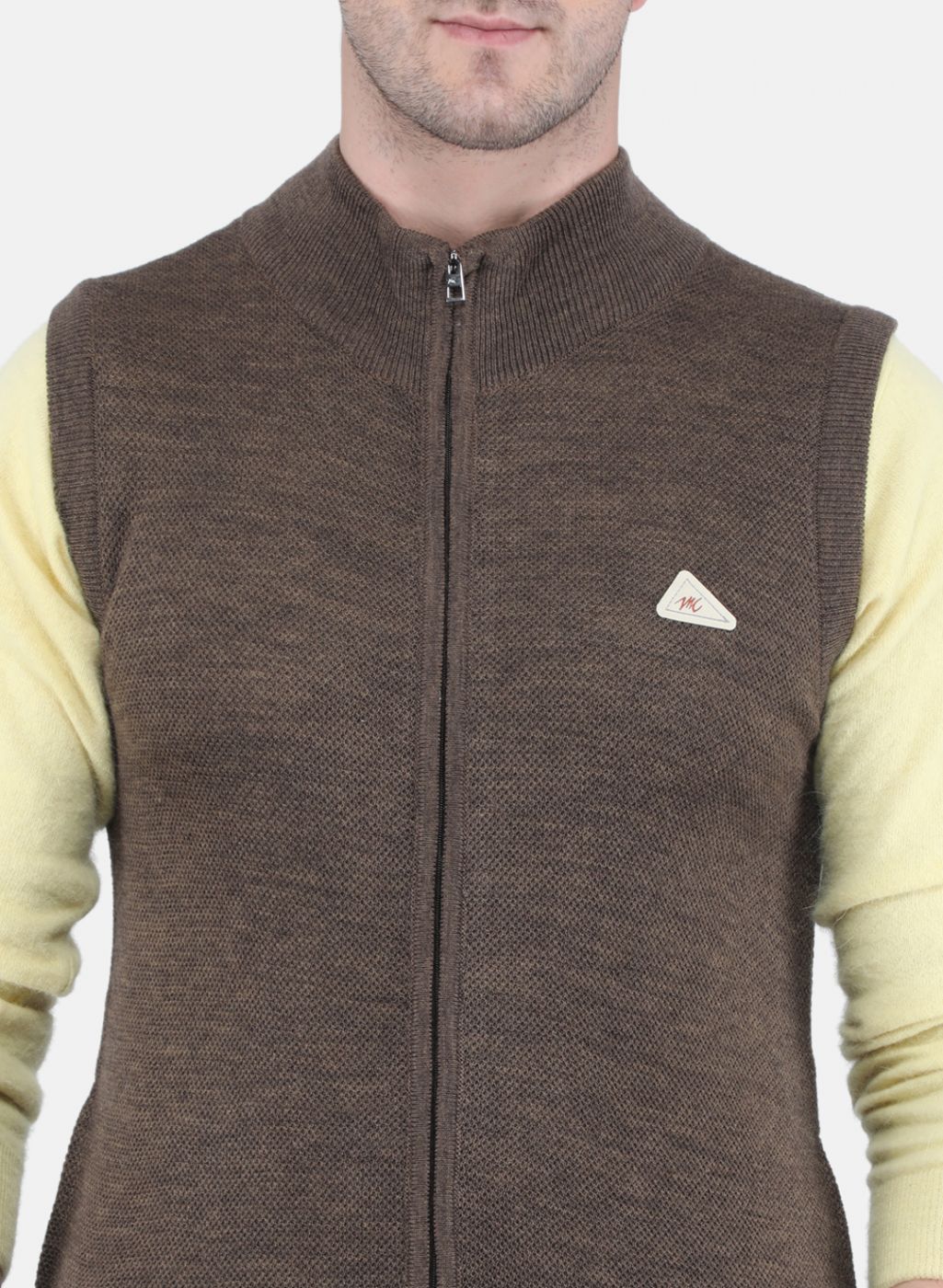 Men Brown Self design Sweater