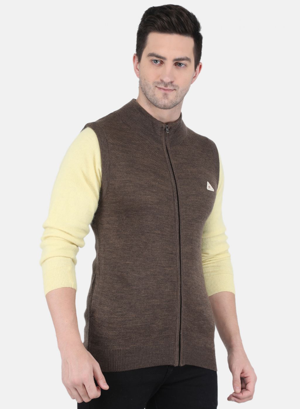 Men Brown Self design Sweater