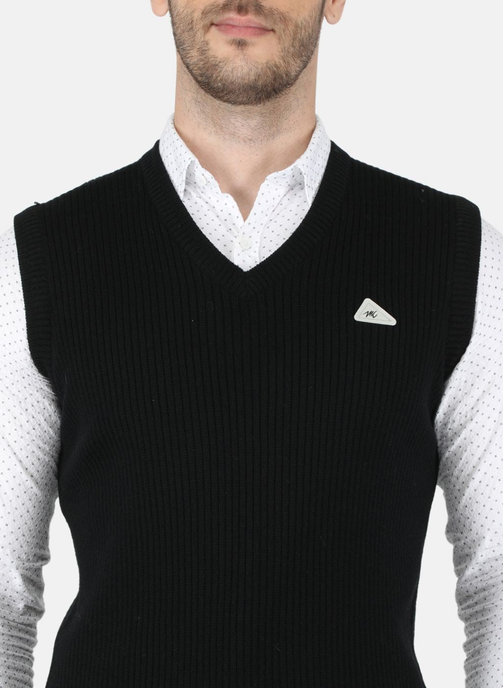 Men Black Self Design Sweater